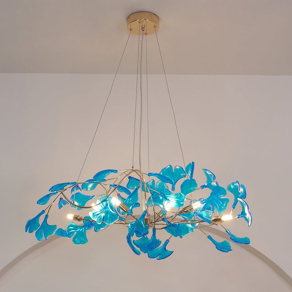 Acrylic Ginkgo Leaf Chandelier — Linear Pendant Light