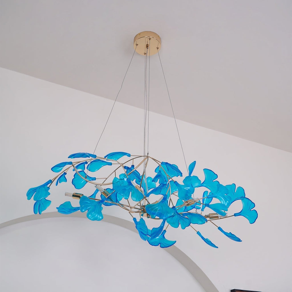 Acrylic Ginkgo Leaf Chandelier — Linear Pendant Light