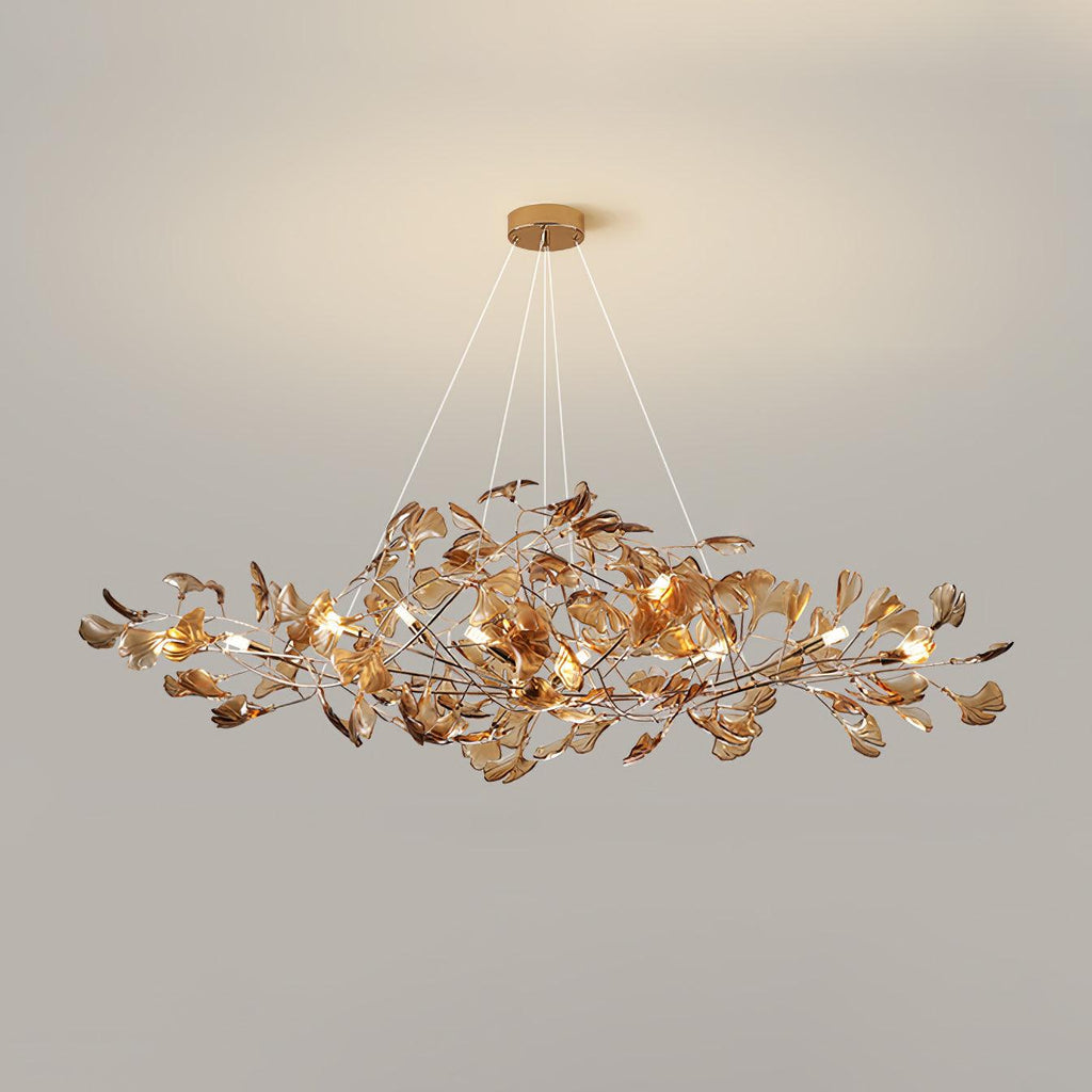 Acrylic Ginkgo Leaf Chandelier — Linear Pendant Light