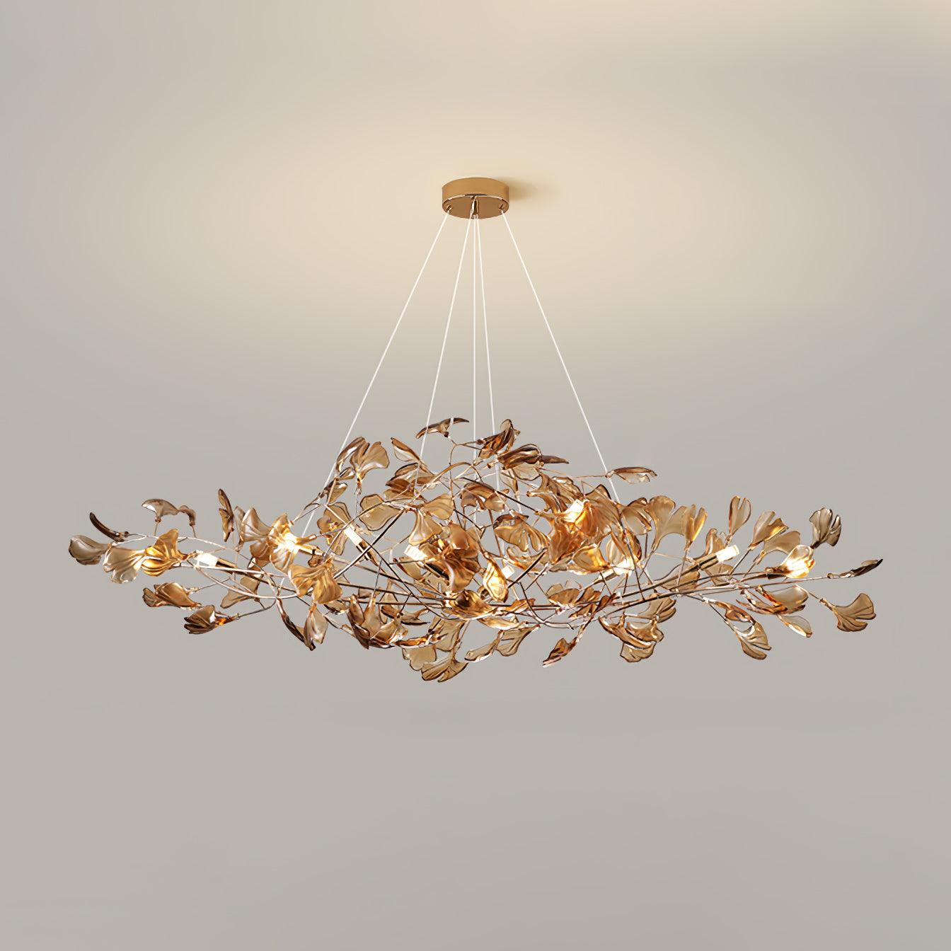 Acrylic Ginkgo Leaf Chandelier — Linear Pendant Light