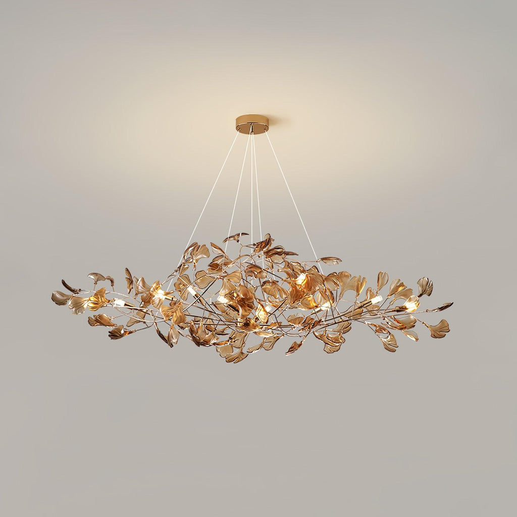 Acrylic Ginkgo Leaf Chandelier — Linear Pendant Light
