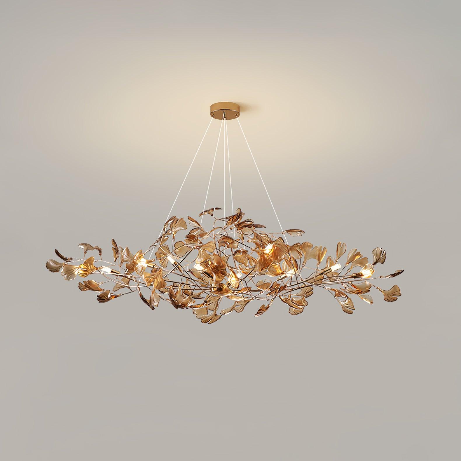 Acrylic Ginkgo Leaf Chandelier — Linear Pendant Light