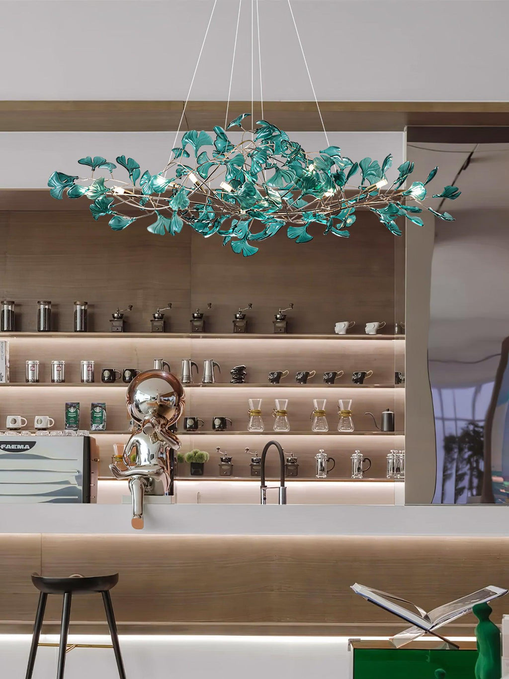 Acrylic Ginkgo Leaf Chandelier — Linear Pendant Light
