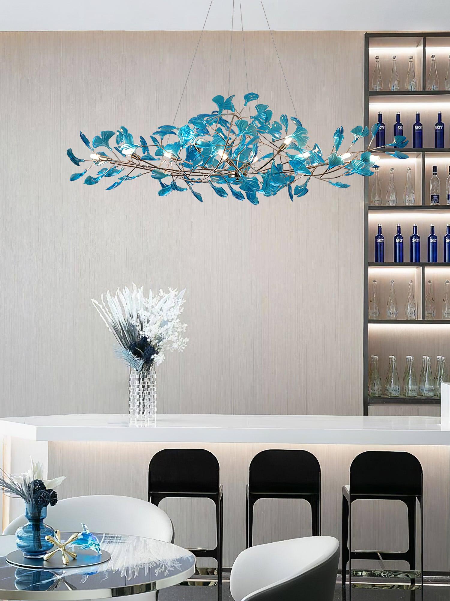 Acrylic Ginkgo Leaf Chandelier — Linear Pendant Light