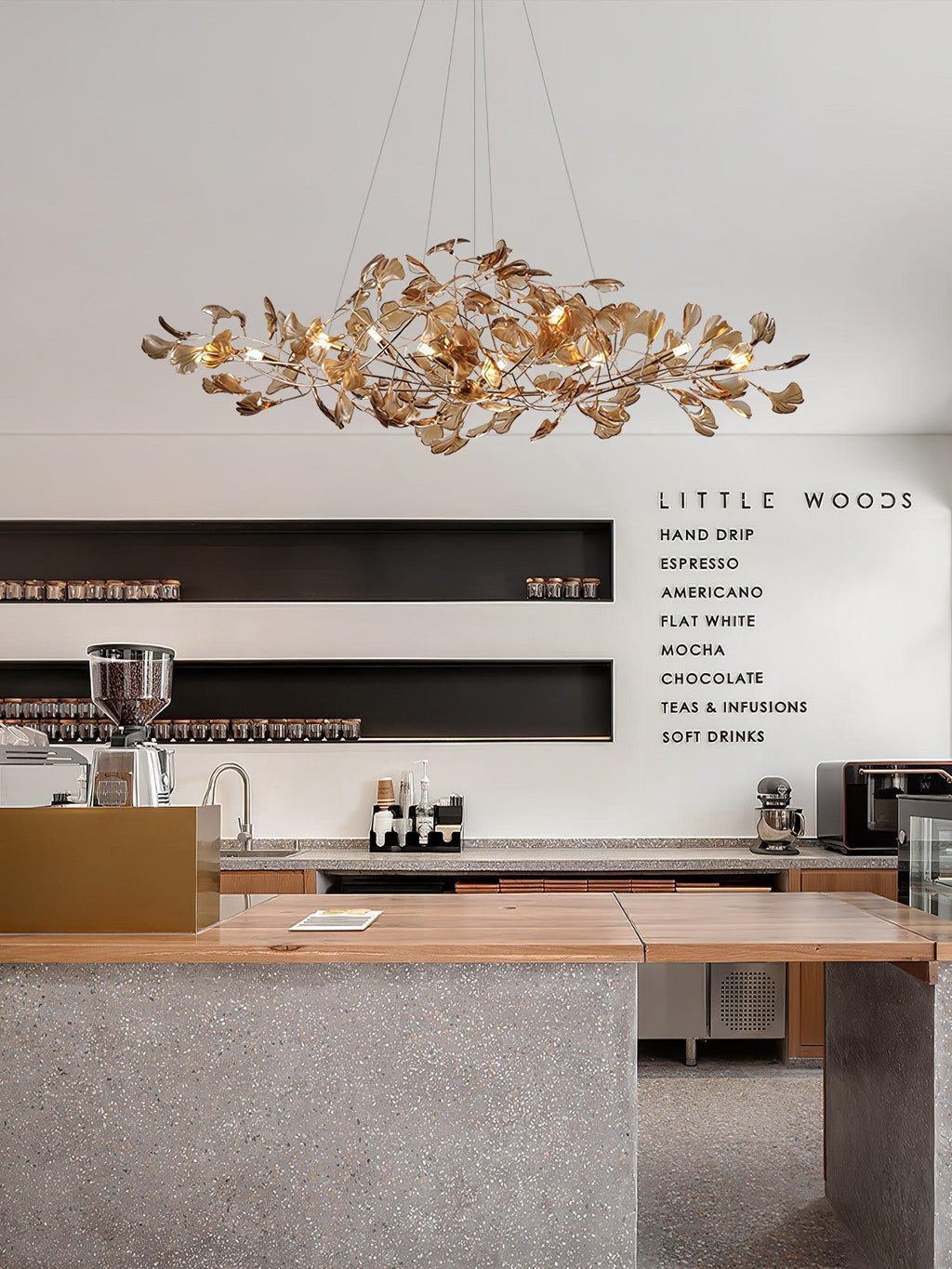 Acrylic Ginkgo Leaf Chandelier — Linear Pendant Light