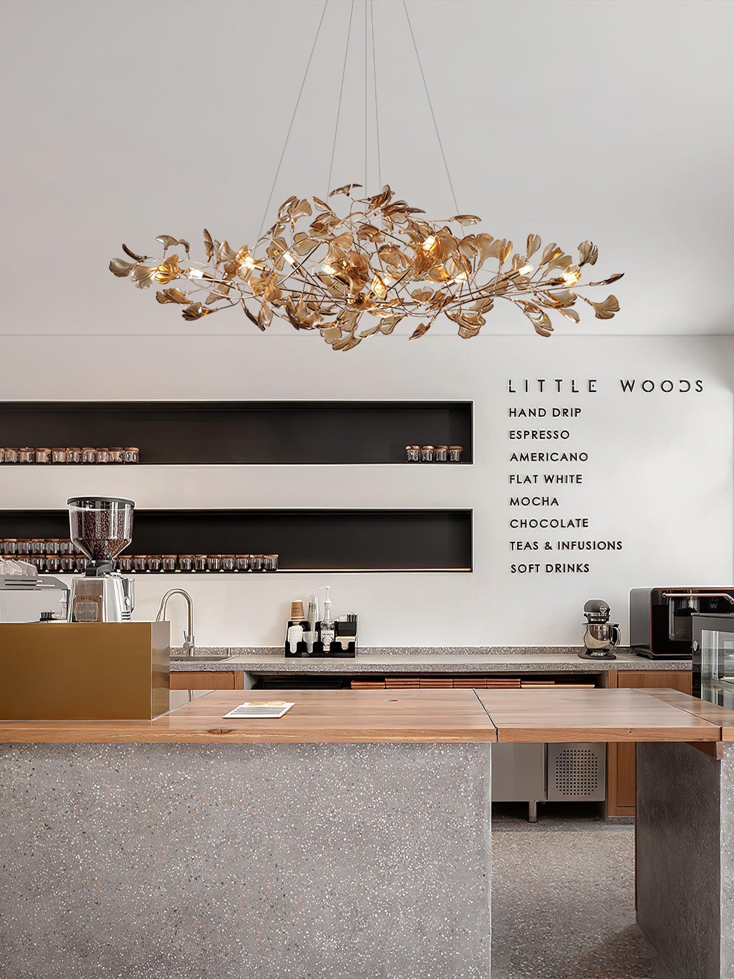 Acrylic Ginkgo Leaf Chandelier — Linear Pendant Light