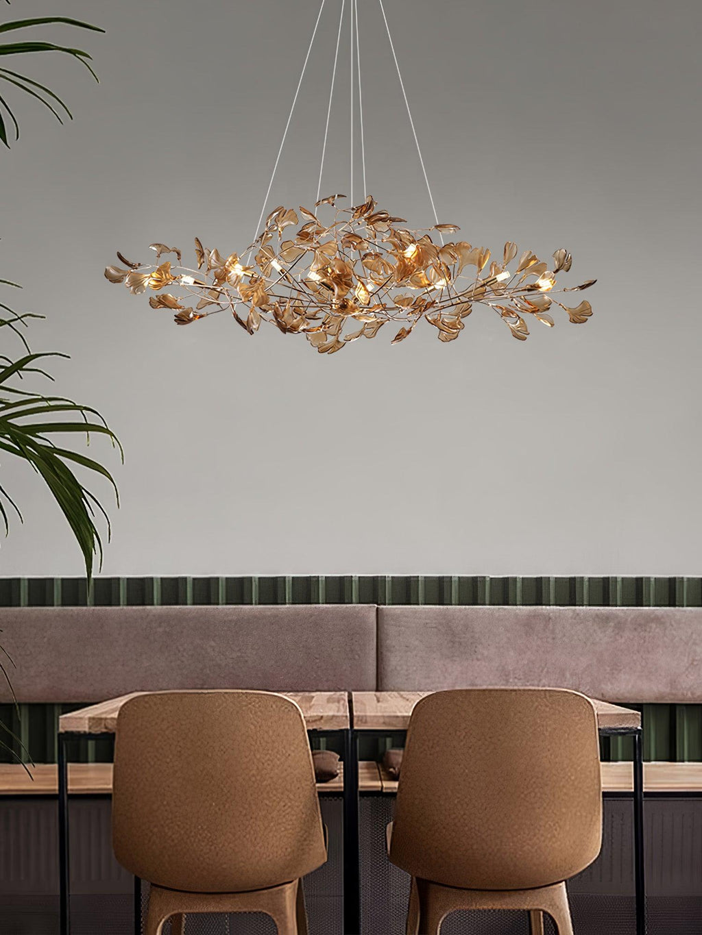 Acrylic Ginkgo Leaf Chandelier — Linear Pendant Light