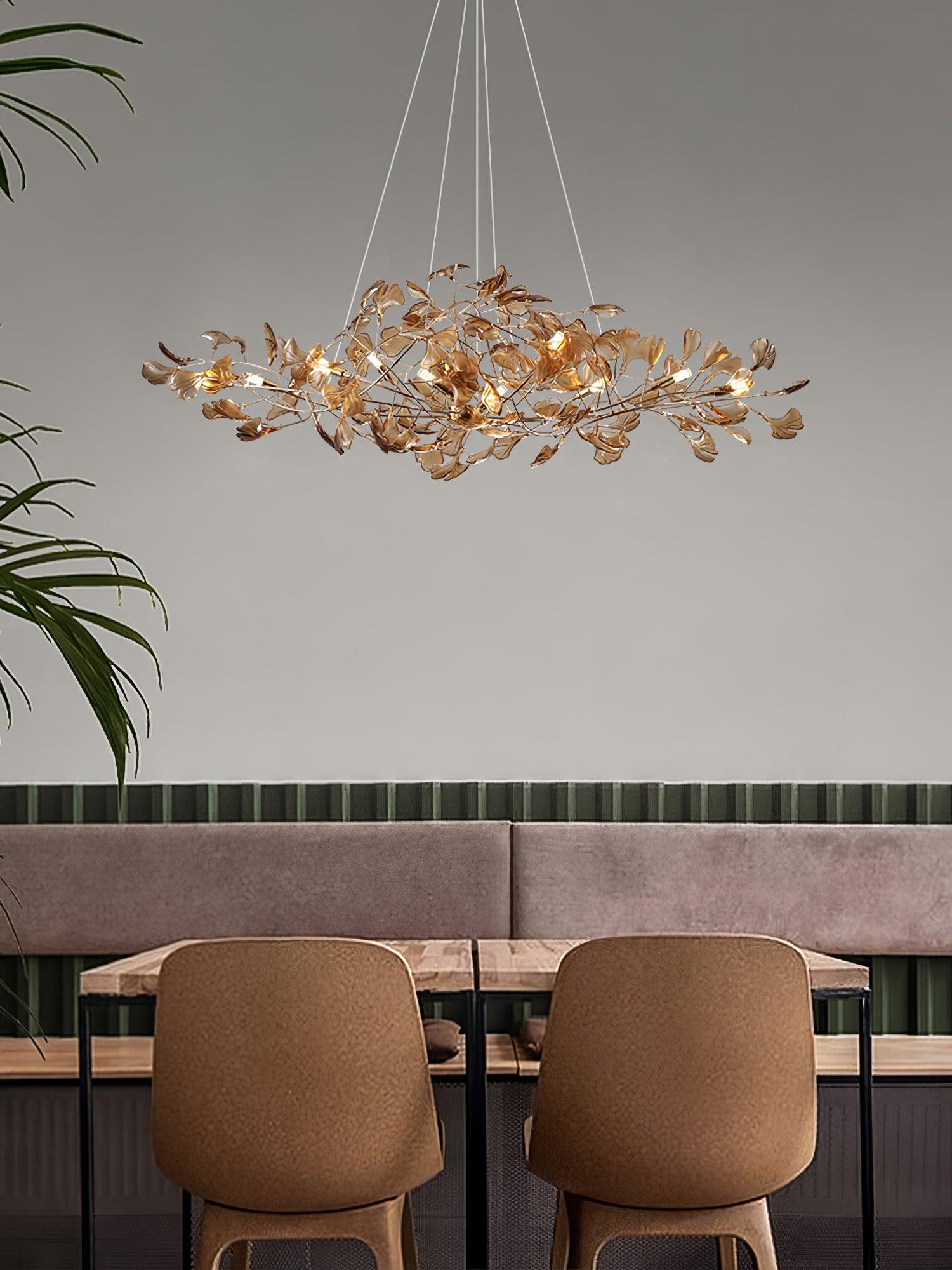 Acrylic Ginkgo Leaf Chandelier — Linear Pendant Light