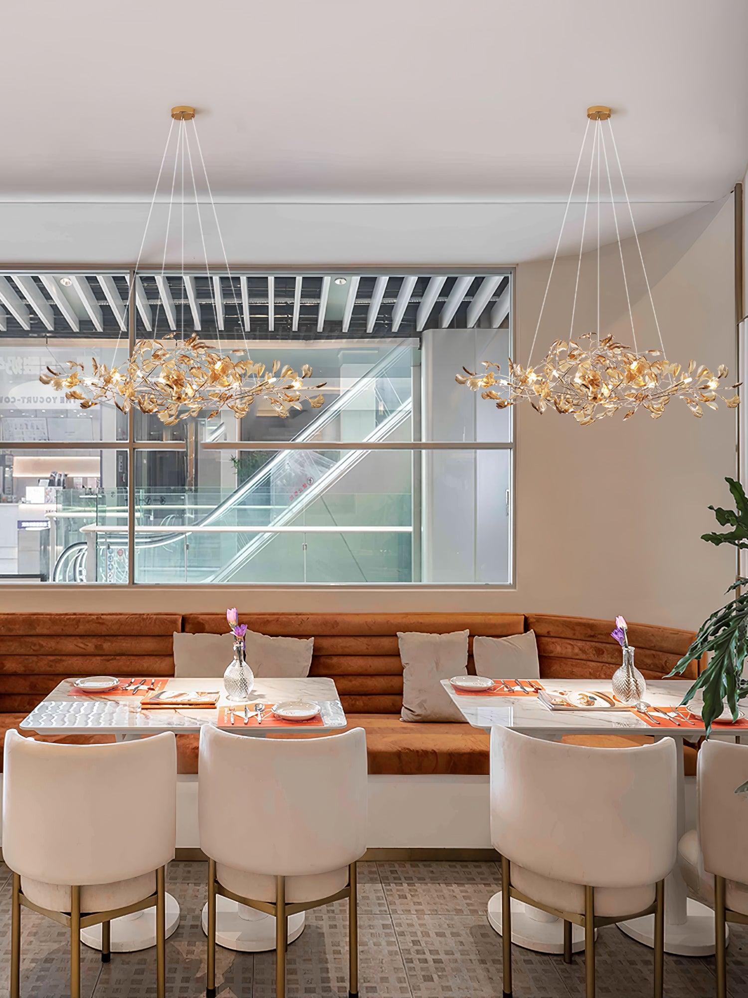 Acrylic Ginkgo Leaf Chandelier — Linear Pendant Light