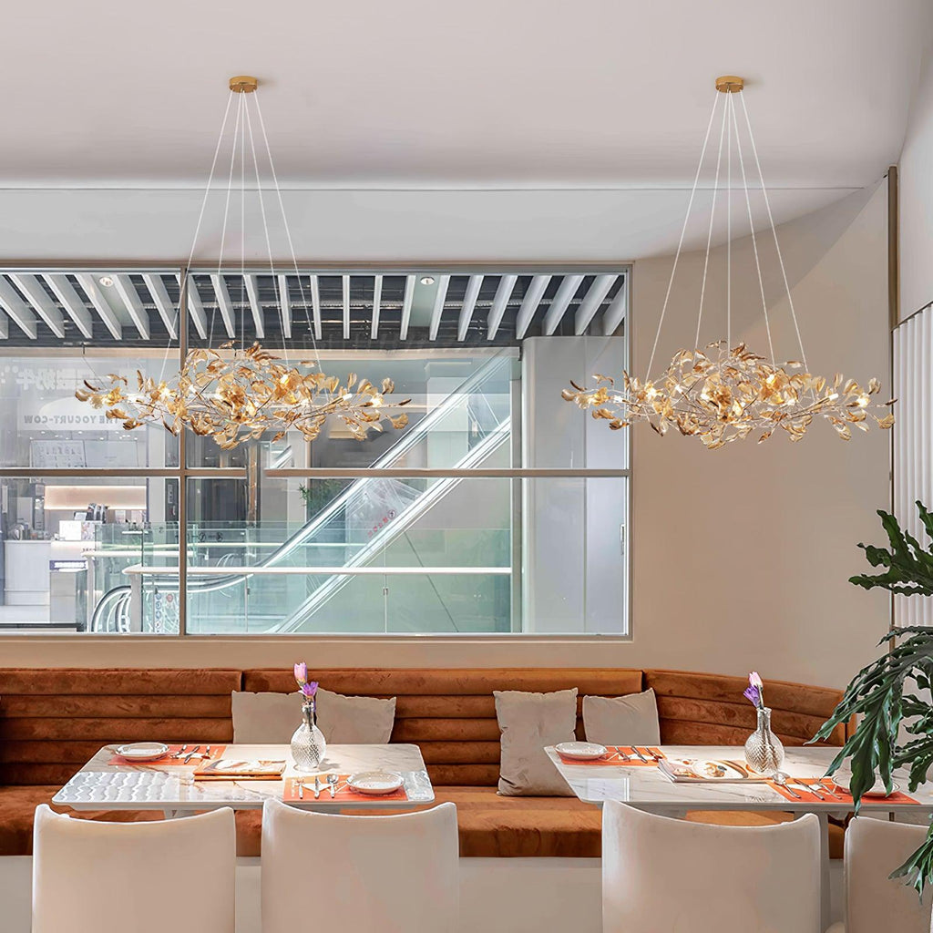 Acrylic Ginkgo Leaf Chandelier — Linear Pendant Light