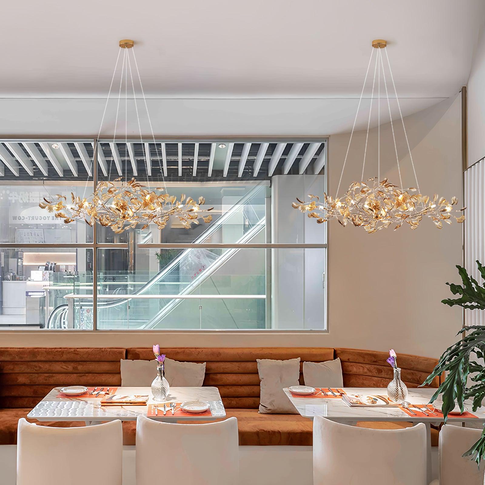 Acrylic Ginkgo Leaf Chandelier — Linear Pendant Light