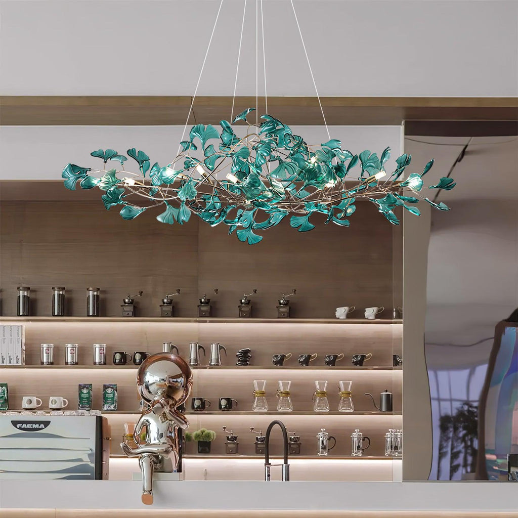 Acrylic Ginkgo Leaf Chandelier — Linear Pendant Light