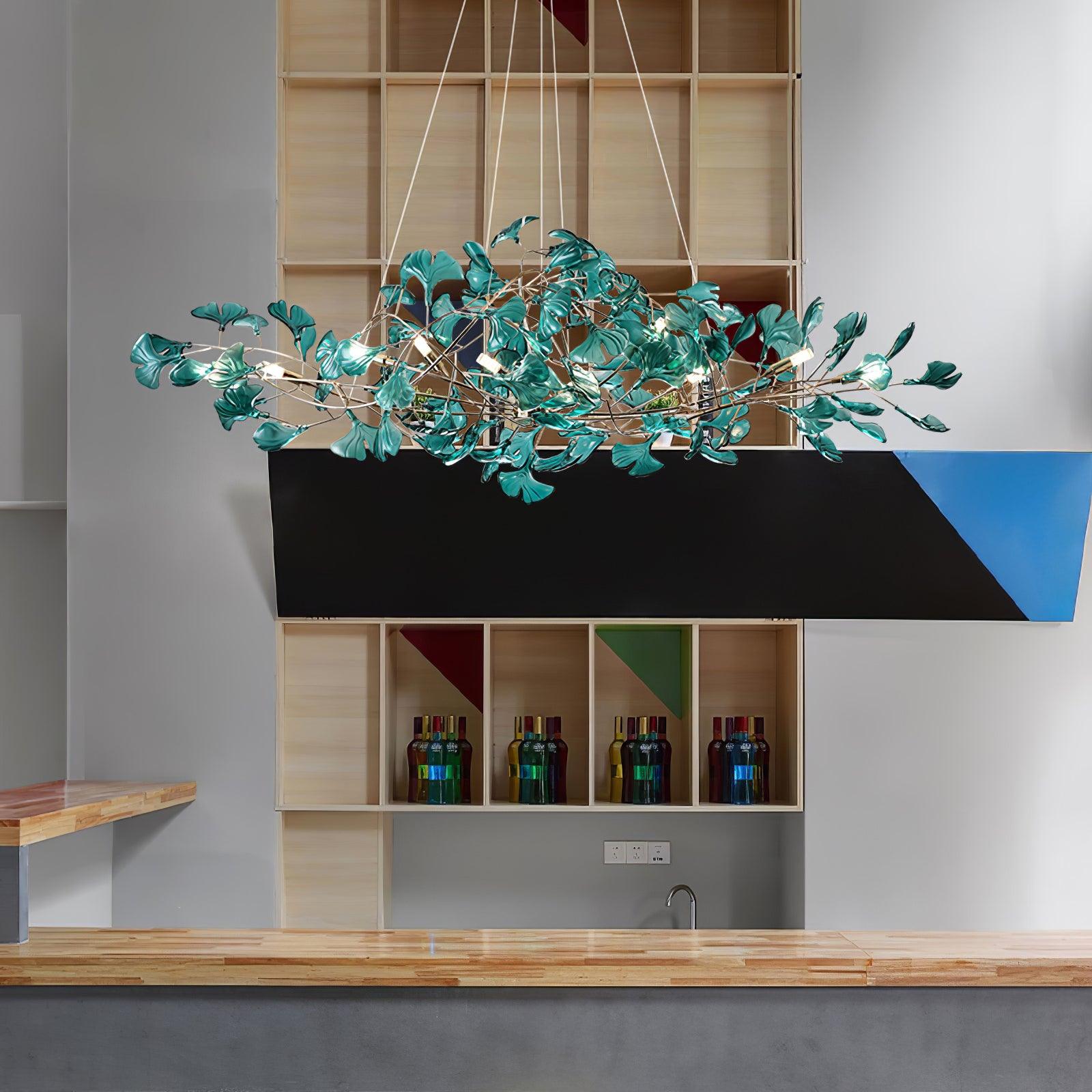 Acrylic Ginkgo Leaf Chandelier — Linear Pendant Light
