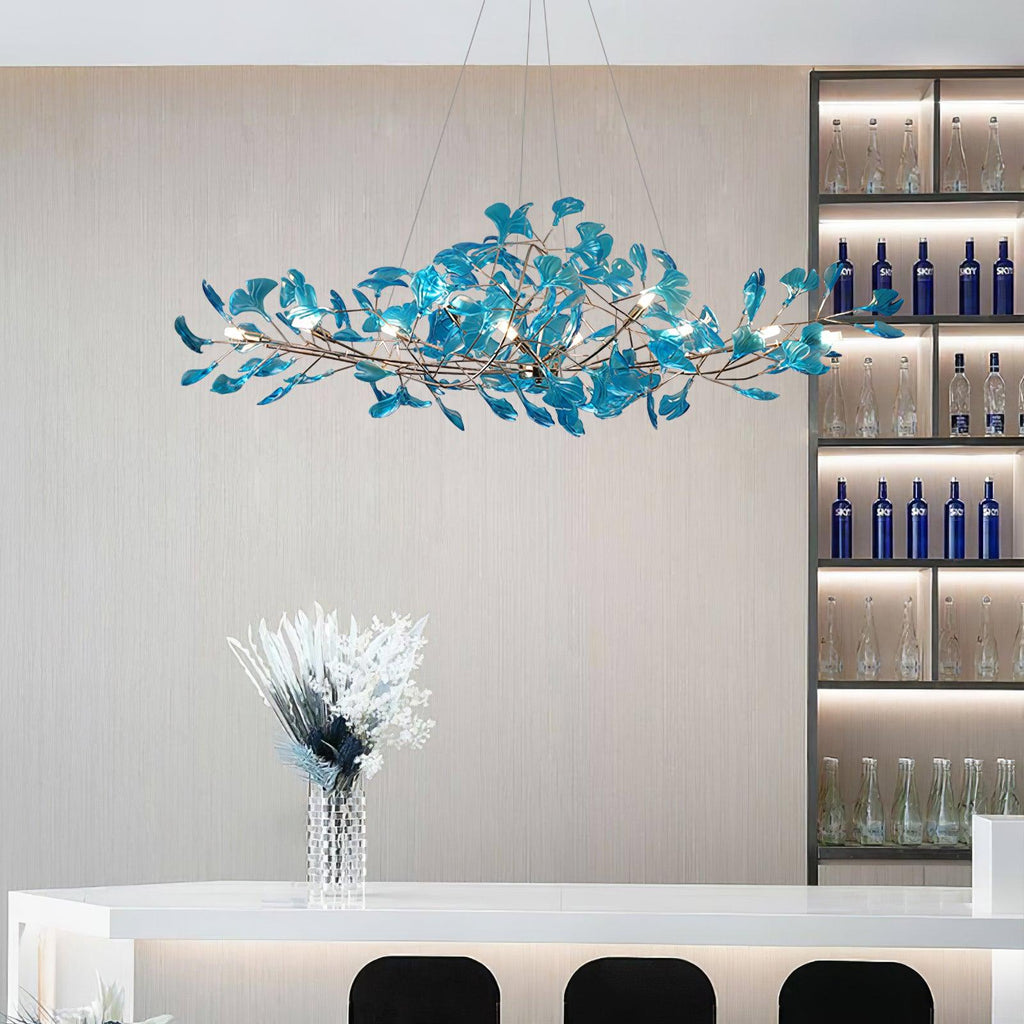 Acrylic Ginkgo Leaf Chandelier — Linear Pendant Light