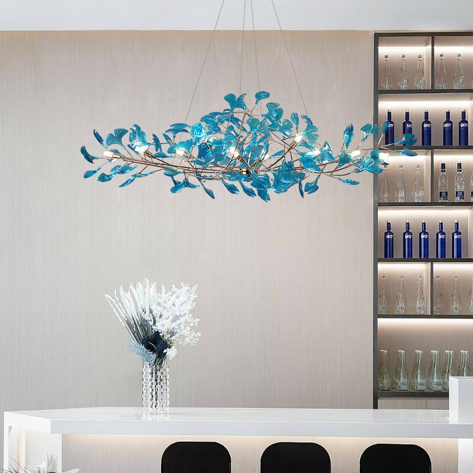 Acrylic Ginkgo Leaf Chandelier — Linear Pendant Light