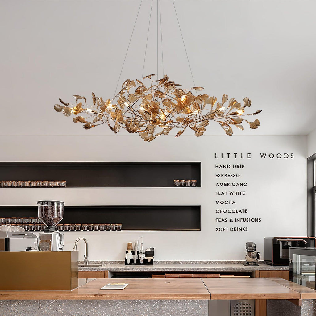 Acrylic Ginkgo Leaf Chandelier — Linear Pendant Light