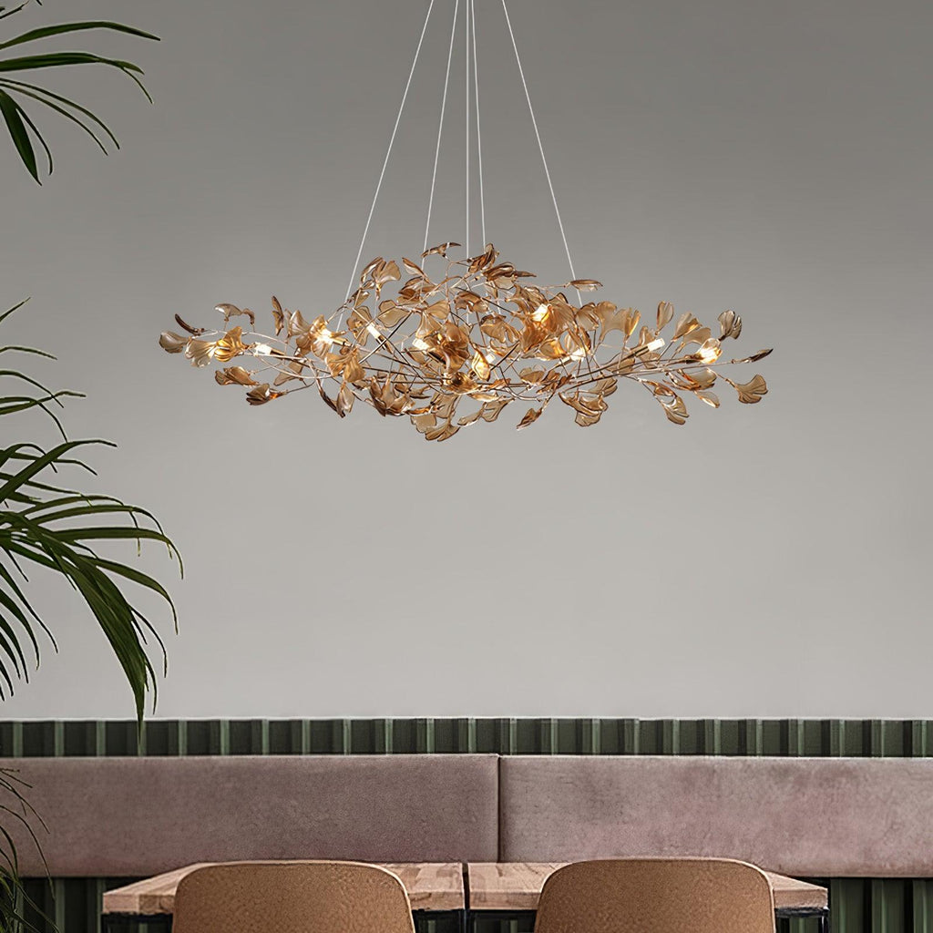 Acrylic Ginkgo Leaf Chandelier — Linear Pendant Light