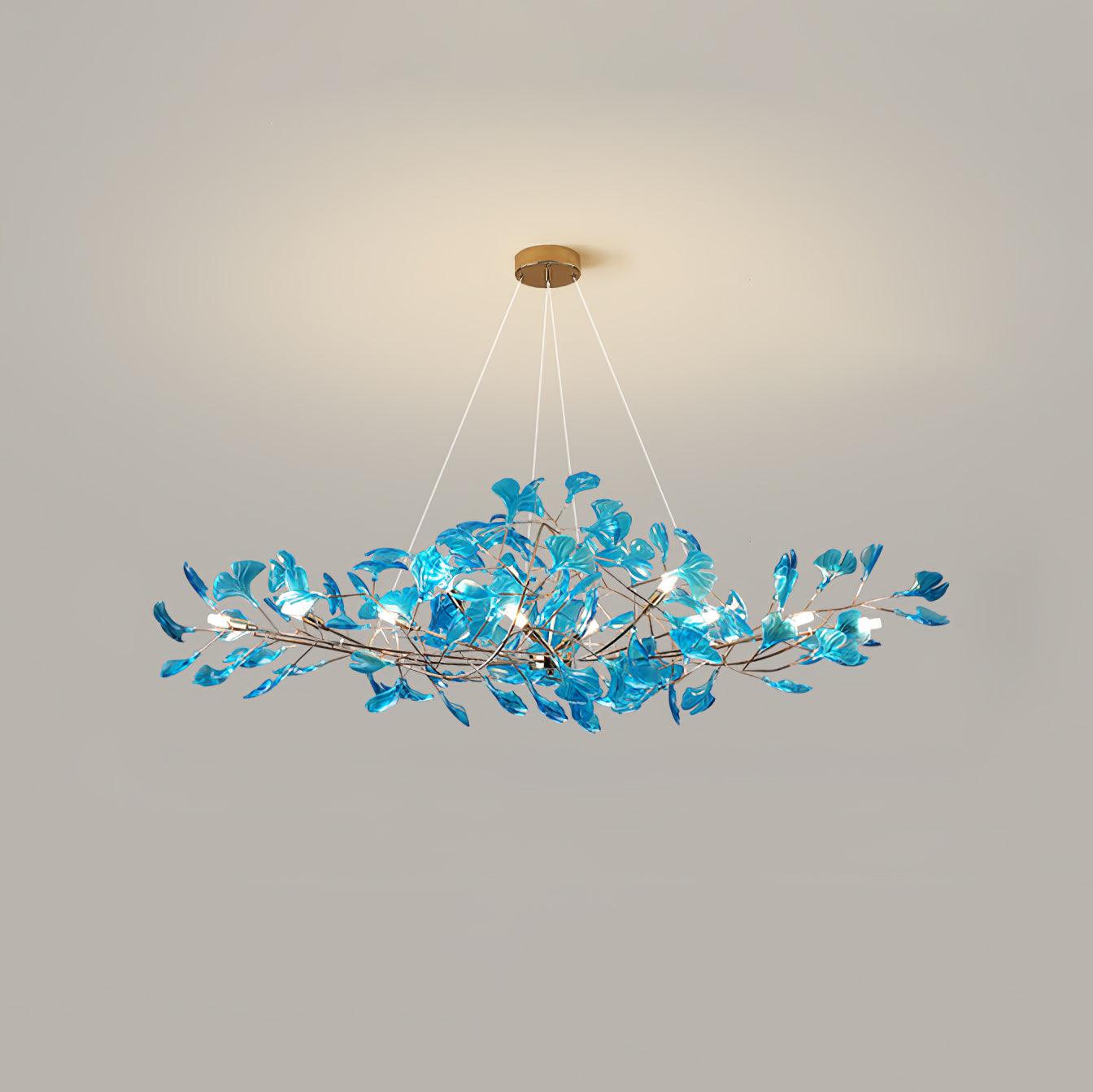 Acrylic Ginkgo Leaf Chandelier — Linear Pendant Light
