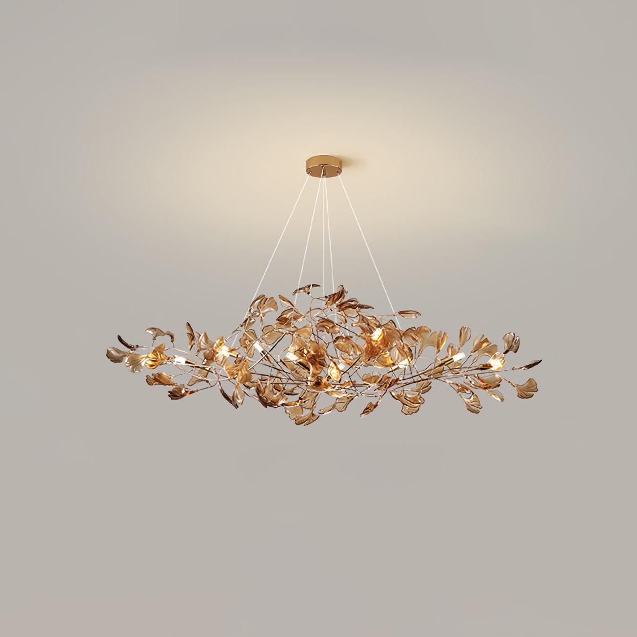 Acrylic Ginkgo Leaf Chandelier — Linear Pendant Light