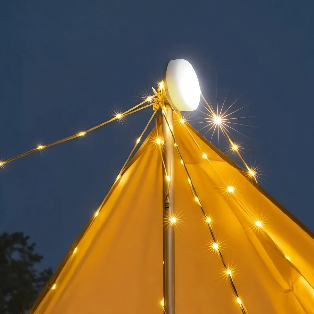 فانوس تخييم LED مقاوم للماء مع شريط إضاءة بطول 10 أمتار