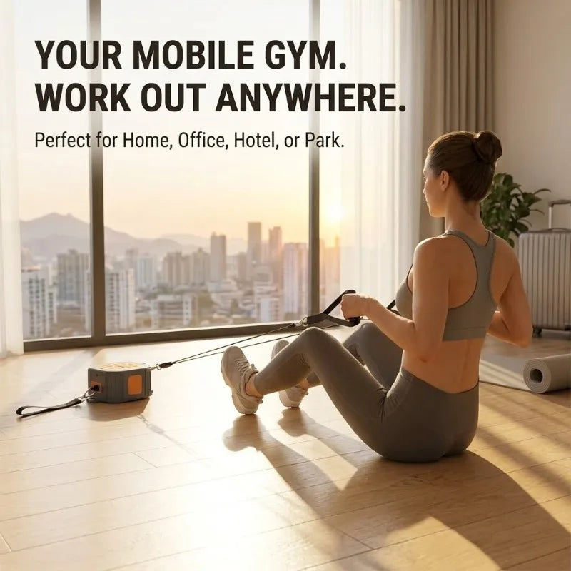 Portable Cable Machine & Rowing Trainer - Resistance Bands - Full Body - Adjustable - 2 Colours