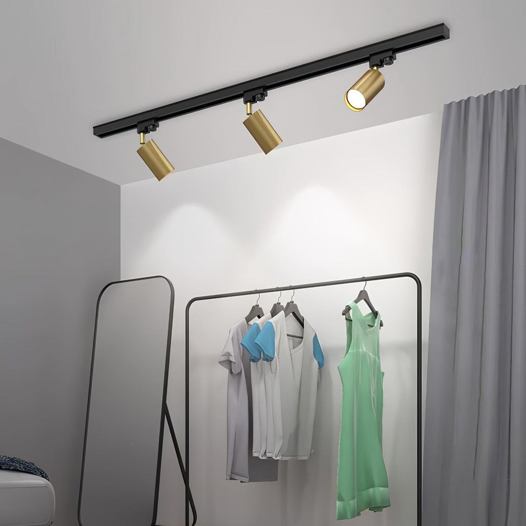 Regulowana sufitowa lampa na szynie z reflektorem — przegub obrotowy 325°, skupiona wiązka 24°