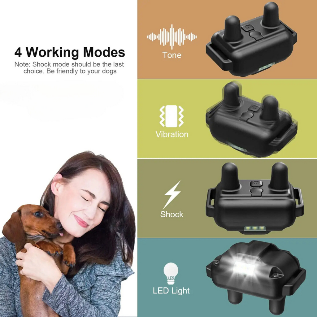 طوق تدريب الكلاب المتقدم مع جهاز تحكم عن بعد - 3 أوضاع تدريب (صفارة، اهتزاز، صدمة)