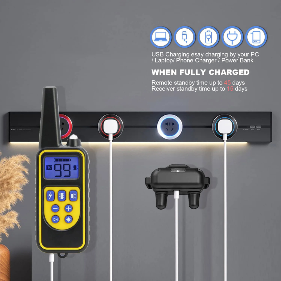 طوق تدريب الكلاب المتقدم مع جهاز تحكم عن بعد - 3 أوضاع تدريب (صفارة، اهتزاز، صدمة)