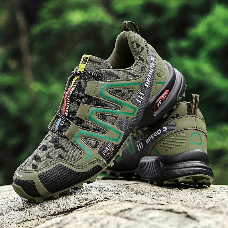 Waterproof Hiking Boots - Non-Slip Rubber Sole - Breathable Upper - Green, Grey & White - EU 39–47