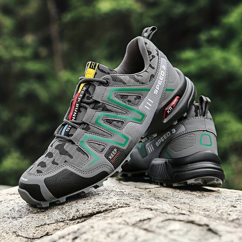 Waterproof Hiking Boots - Non-Slip Rubber Sole - Breathable Upper - Green, Grey & White - EU 39–47