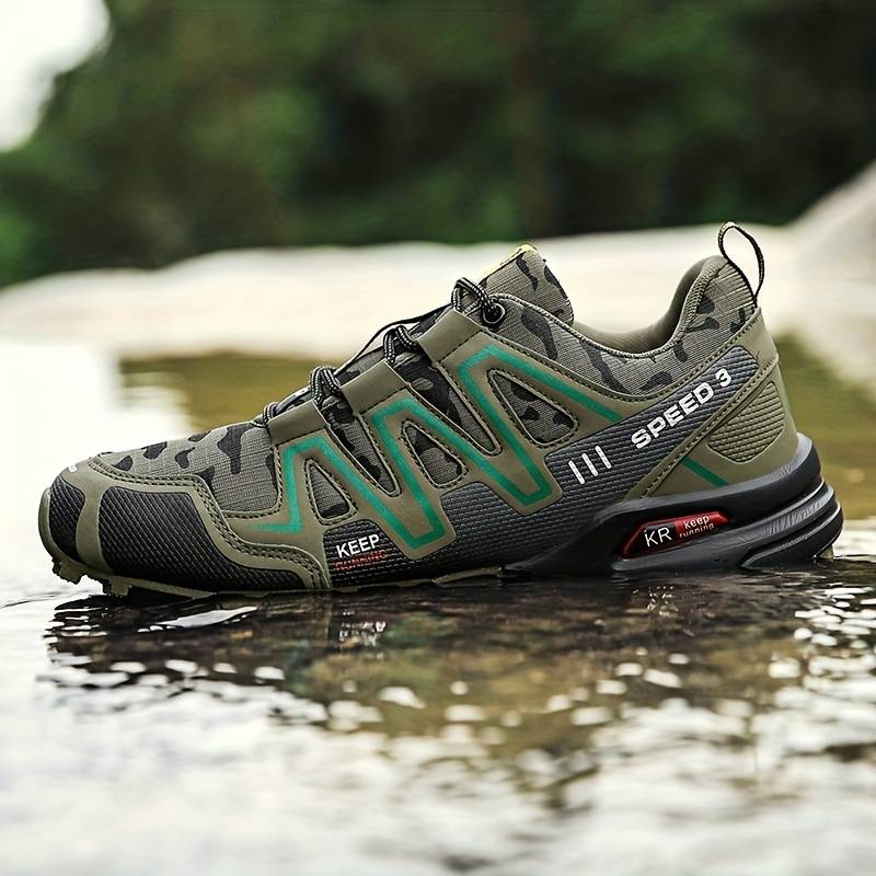Waterproof Hiking Boots - Non-Slip Rubber Sole - Breathable Upper - Green, Grey & White - EU 39–47