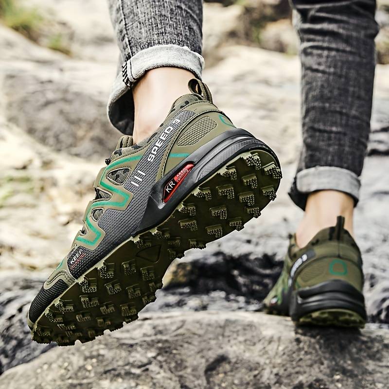 Waterproof Hiking Boots - Non-Slip Rubber Sole - Breathable Upper - Green, Grey & White - EU 39–47