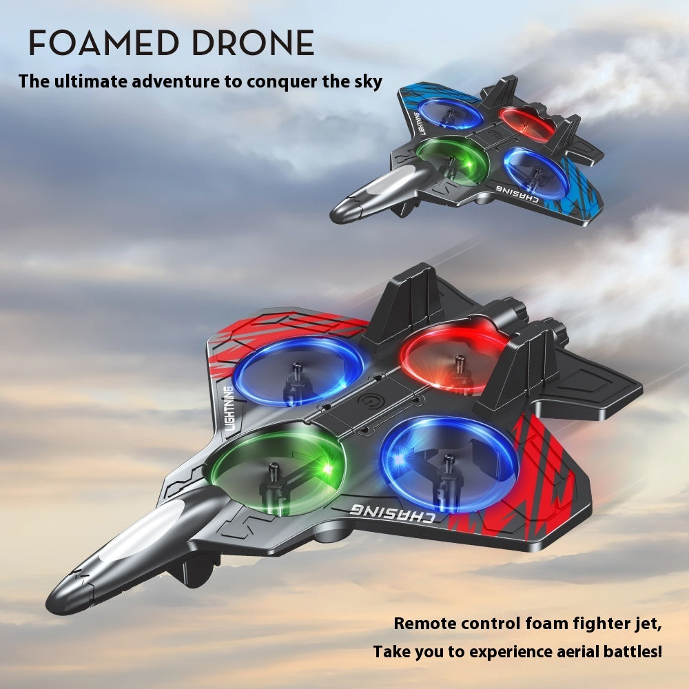 Dětský LED pěnový dron - odolný proti nárazům - dálkové ovládání - pro začátečníky - věk 5+ - modrá a červená