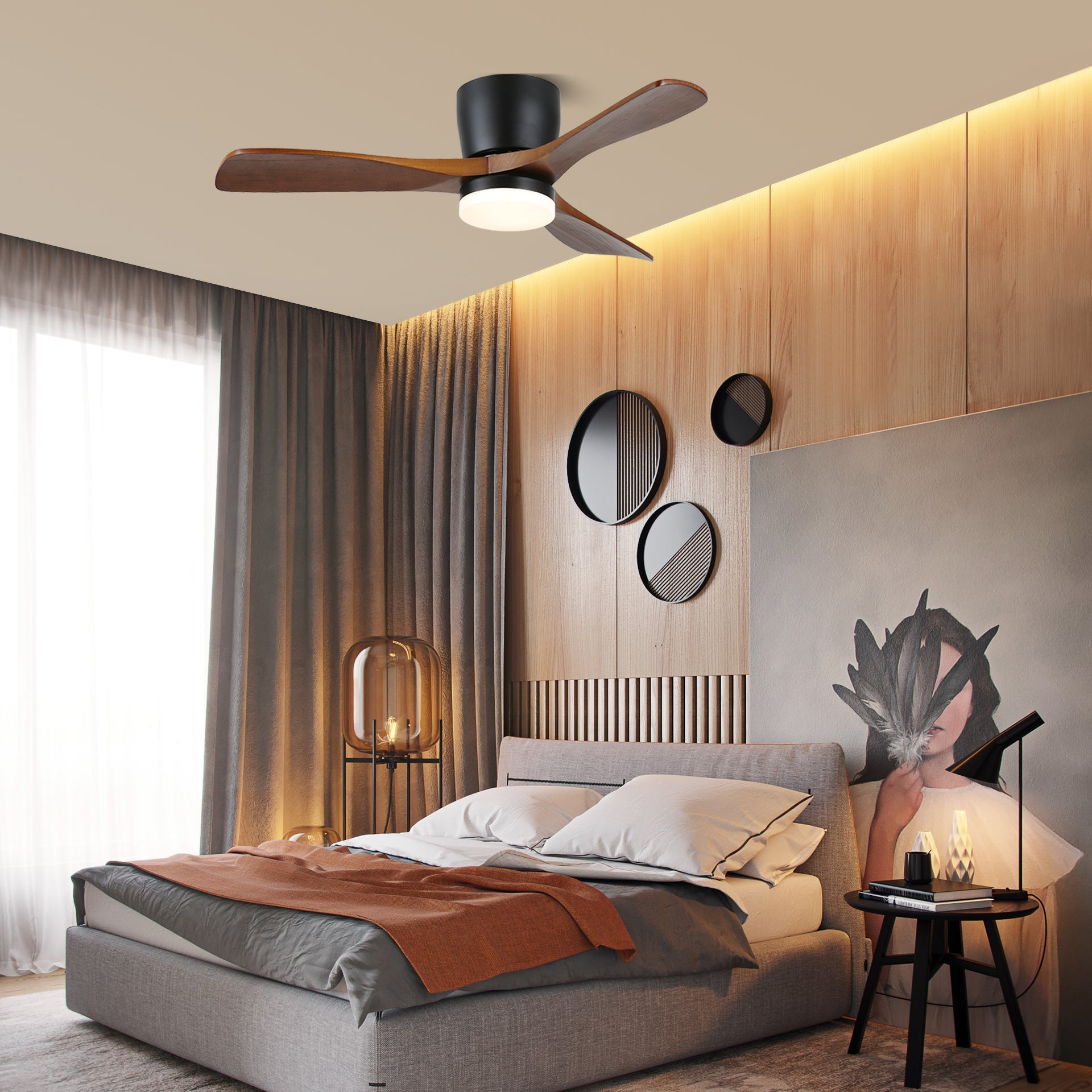 Aerodynamics Ceiling Fan Light 42"/52" — Integrated LED, Quiet Motor, Dual Blade Options