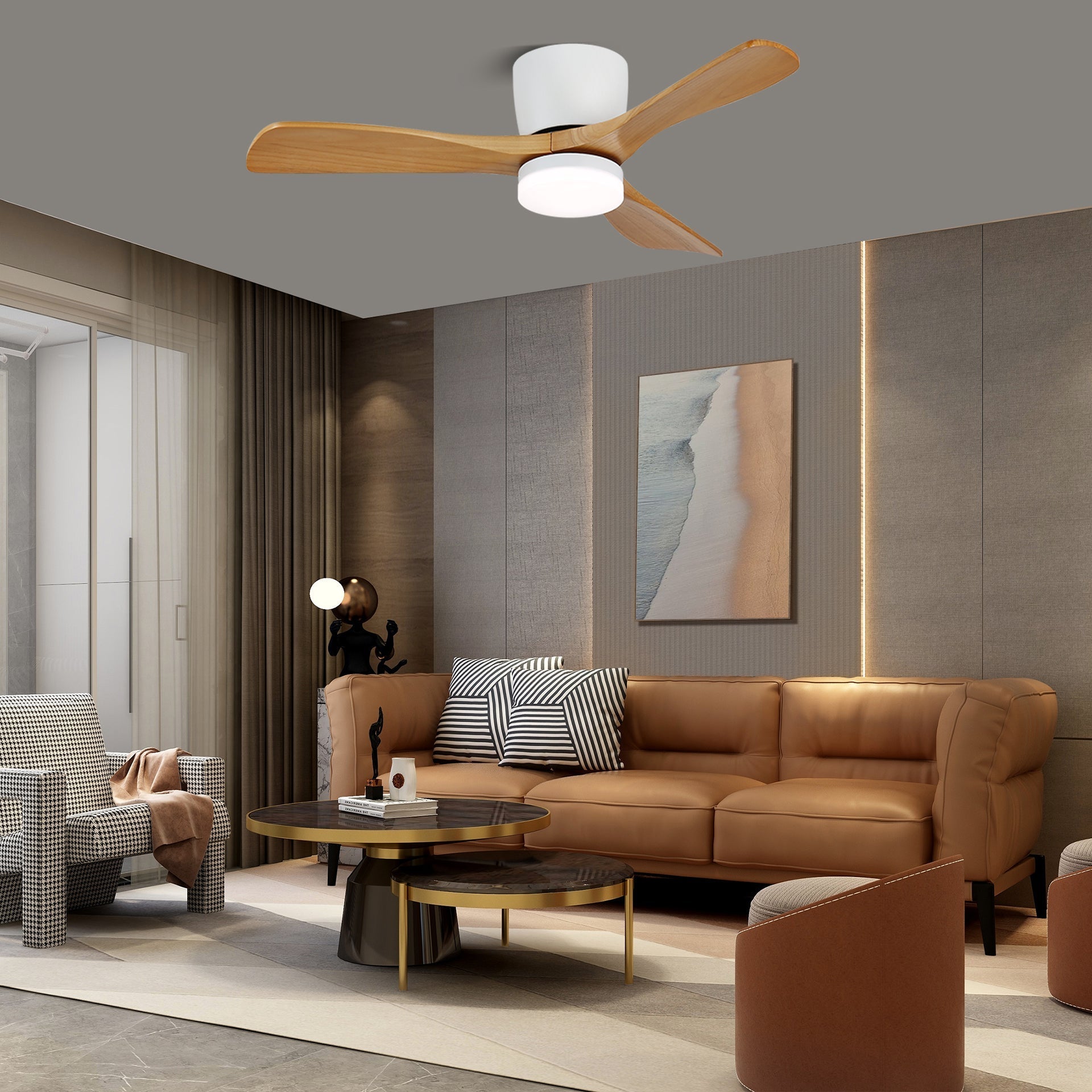 Aerodynamics Ceiling Fan Light 42"/52" — Integrated LED, Quiet Motor, Dual Blade Options
