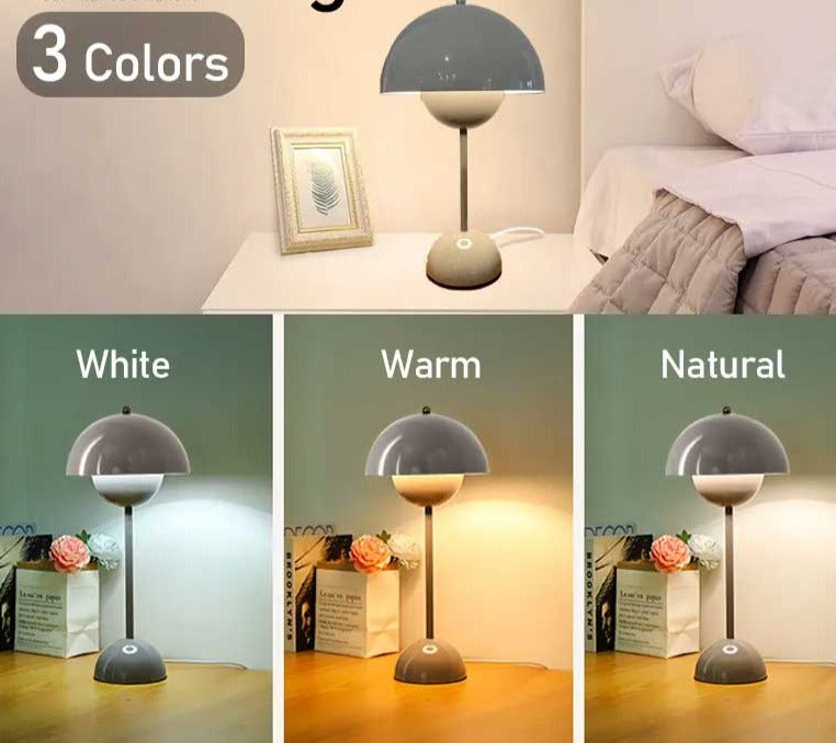 Aurea Mid Century Mushroom Table Lamp With Warm Glow