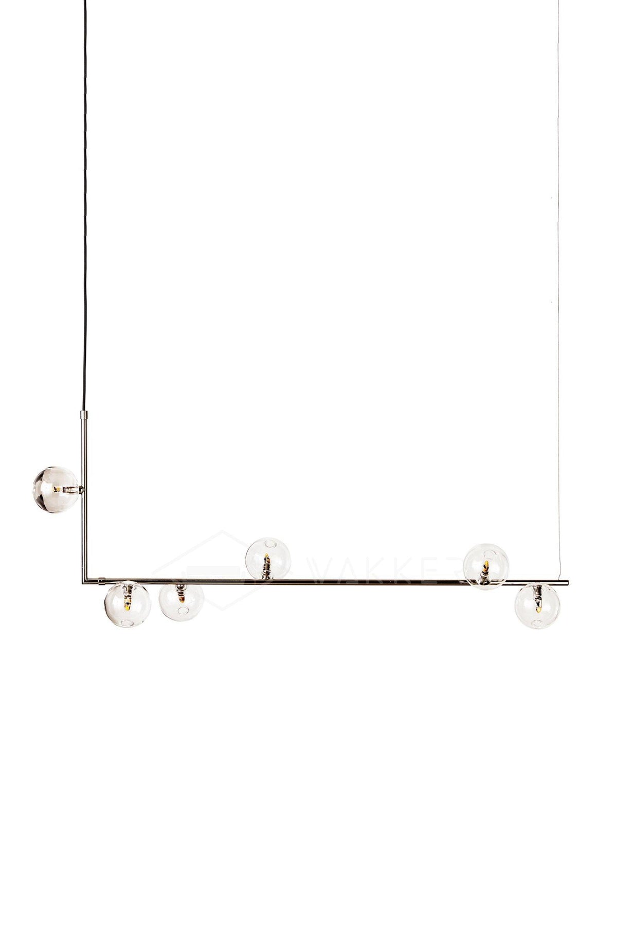 Lustre suspendu linéaire Lustra - structure en acier noir, sphères en verre