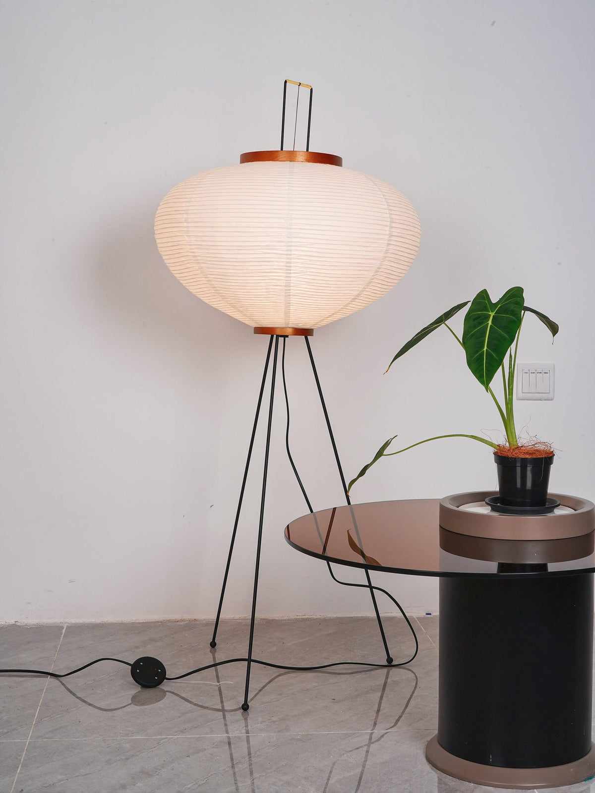 Mid-century ihlette rizspapír állólámpa