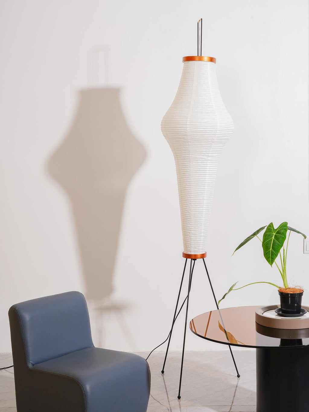 Traditionel gulvlampe i rispapir