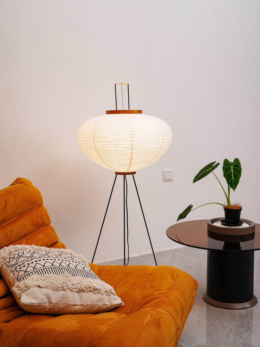 Mid-century ihlette rizspapír állólámpa