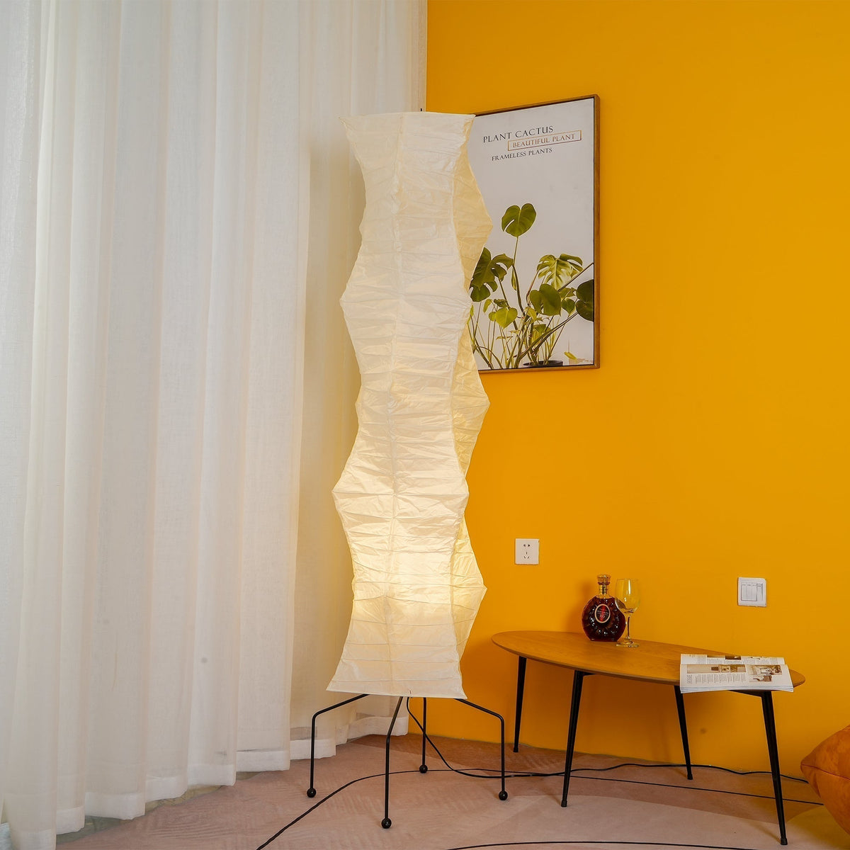 Mid-century ihlette rizspapír állólámpa