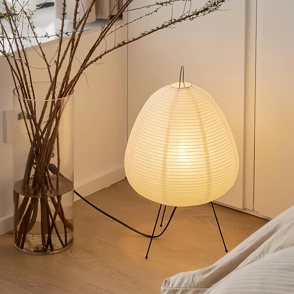 Håndlavet japansk bordlampe