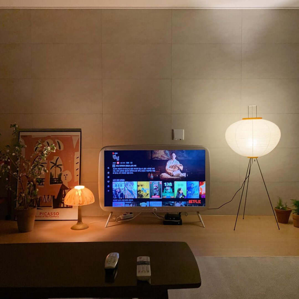 Traditionel gulvlampe i rispapir