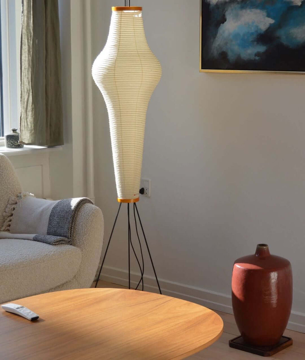 Traditionel gulvlampe i rispapir