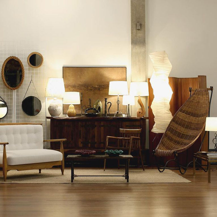 Traditionel gulvlampe i rispapir