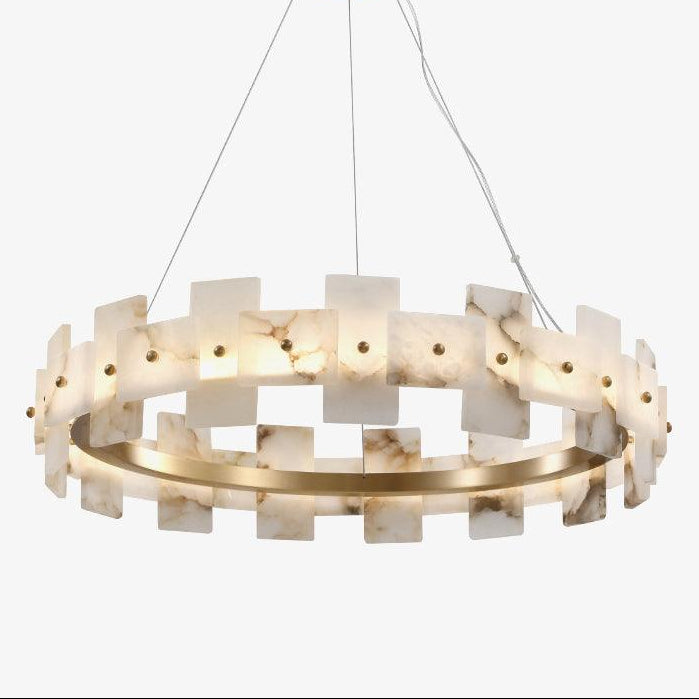 Alabasterfarget halolampe – integrert LED-ringbelysning