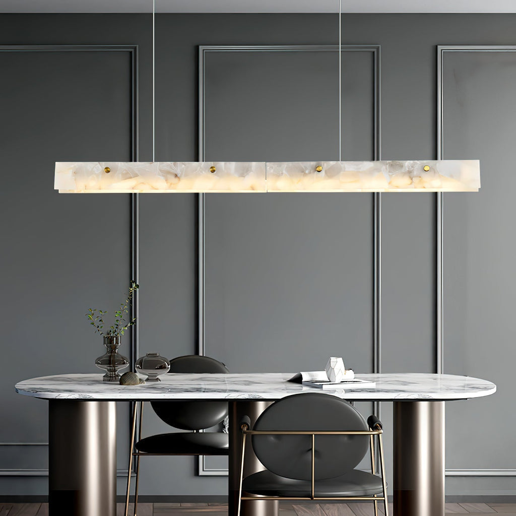 Lampada a sospensione lineare LED Ljomuvye in alabastro - Design moderno sospeso