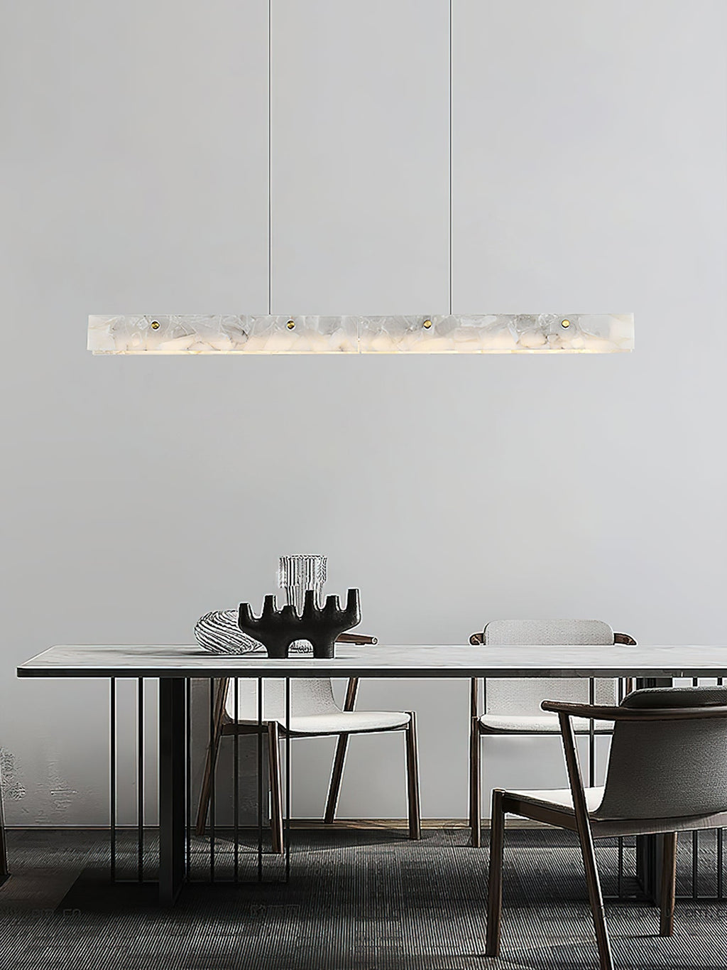 Lampada a sospensione lineare LED Ljomuvye in alabastro - Design moderno sospeso