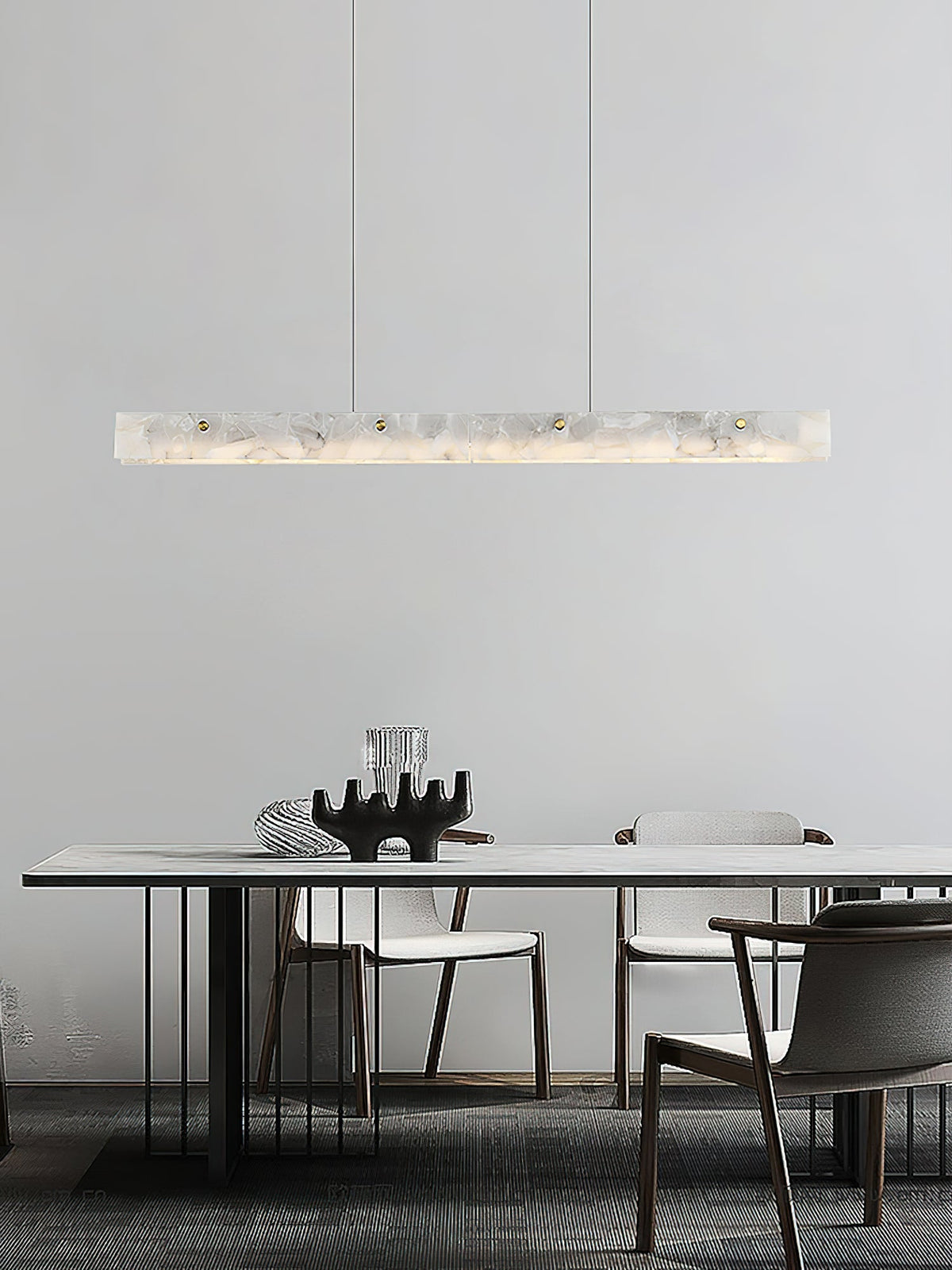 Lampada a sospensione lineare LED Ljomuvye in alabastro - Design moderno sospeso