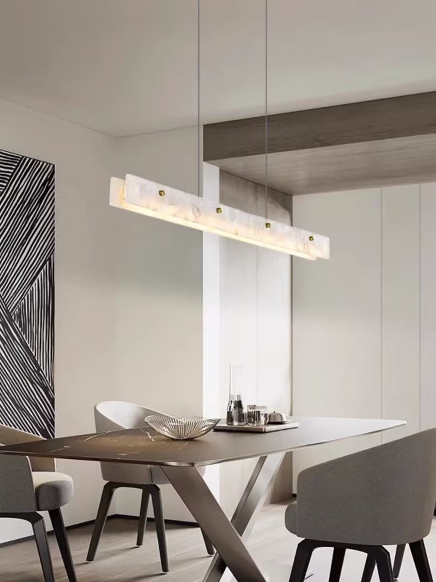 Lampada a sospensione lineare LED Ljomuvye in alabastro - Design moderno sospeso